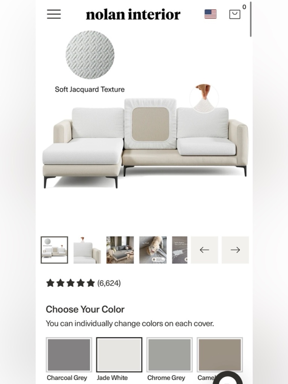 NOLAN INTERIOR “Magic Sofa Seat Cover” Classic Jade White, Pet-Proof Slipcover - Picture 11 of 15